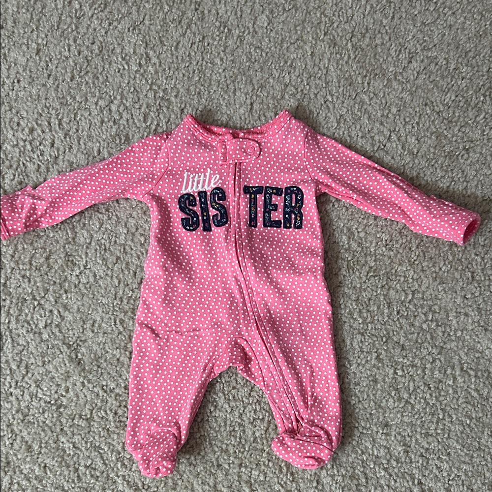 Little Sister Pink Polka Dot One-Piece Carters Newborn